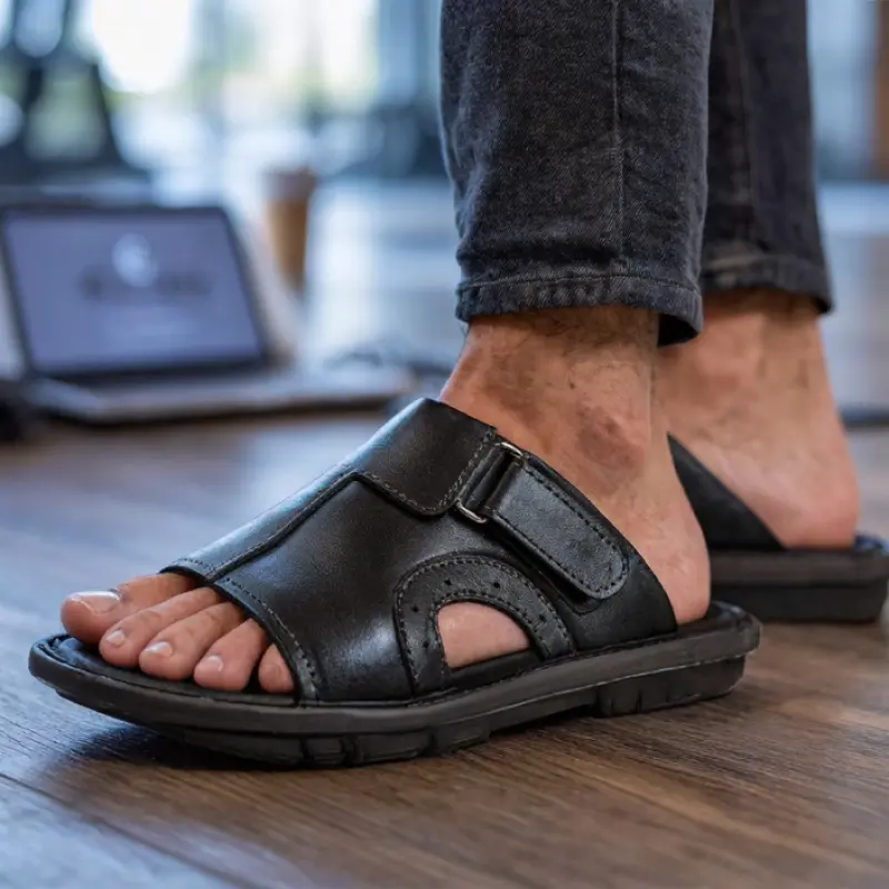 Premium Comfortable Sandal, ব্লাক কালার, কোড: RS-B